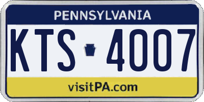 PA license plate KTS4007