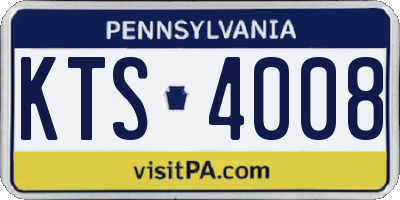 PA license plate KTS4008