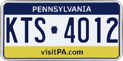 PA license plate KTS4012