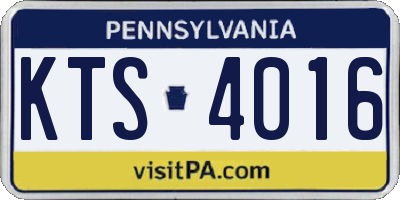 PA license plate KTS4016