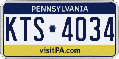 PA license plate KTS4034