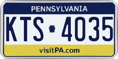 PA license plate KTS4035