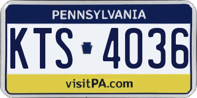 PA license plate KTS4036