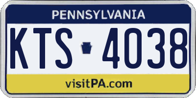 PA license plate KTS4038