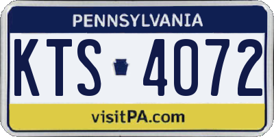 PA license plate KTS4072