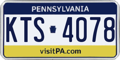 PA license plate KTS4078