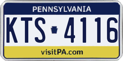 PA license plate KTS4116