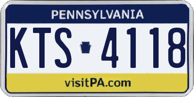 PA license plate KTS4118