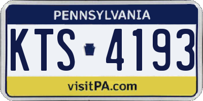 PA license plate KTS4193