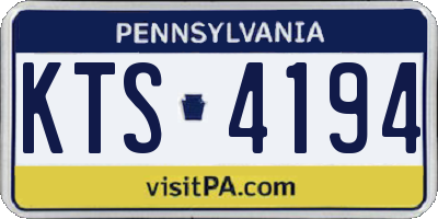 PA license plate KTS4194