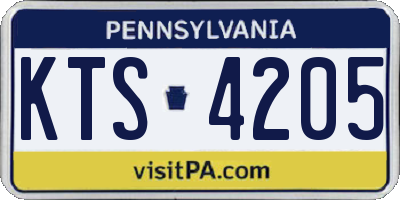 PA license plate KTS4205
