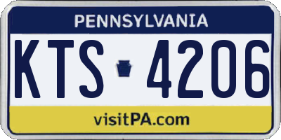 PA license plate KTS4206