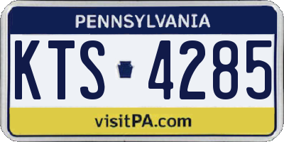 PA license plate KTS4285