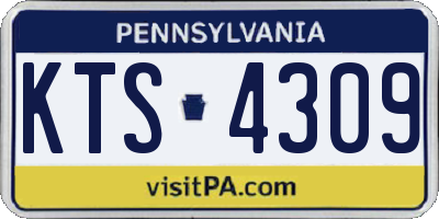 PA license plate KTS4309