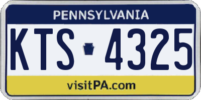 PA license plate KTS4325