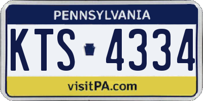 PA license plate KTS4334