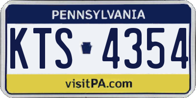 PA license plate KTS4354