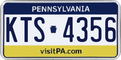 PA license plate KTS4356