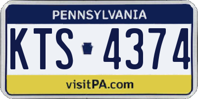 PA license plate KTS4374