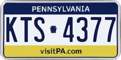 PA license plate KTS4377