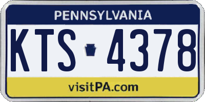 PA license plate KTS4378