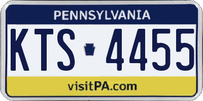 PA license plate KTS4455