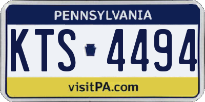 PA license plate KTS4494