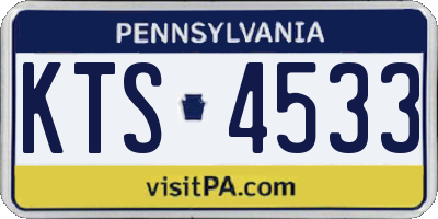 PA license plate KTS4533