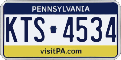 PA license plate KTS4534