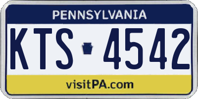 PA license plate KTS4542