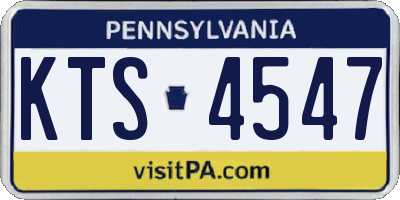 PA license plate KTS4547