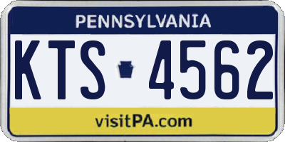 PA license plate KTS4562