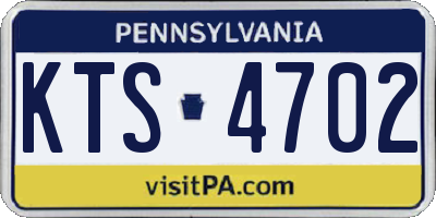 PA license plate KTS4702