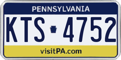 PA license plate KTS4752