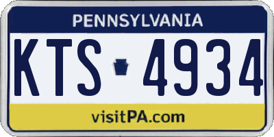 PA license plate KTS4934