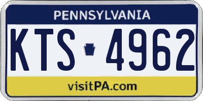 PA license plate KTS4962