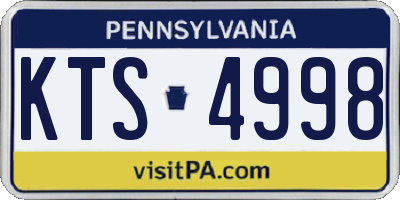 PA license plate KTS4998