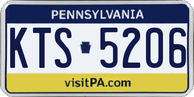 PA license plate KTS5206