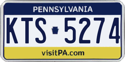 PA license plate KTS5274