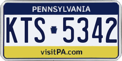 PA license plate KTS5342
