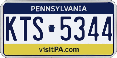 PA license plate KTS5344