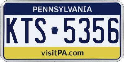 PA license plate KTS5356
