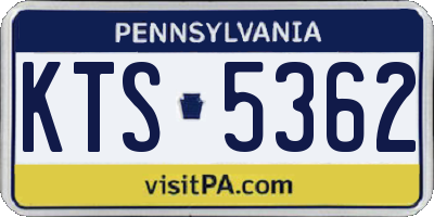 PA license plate KTS5362