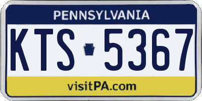 PA license plate KTS5367