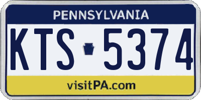 PA license plate KTS5374