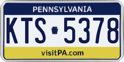 PA license plate KTS5378