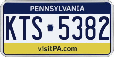 PA license plate KTS5382