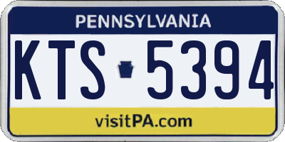 PA license plate KTS5394