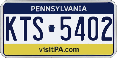 PA license plate KTS5402