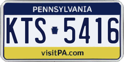 PA license plate KTS5416